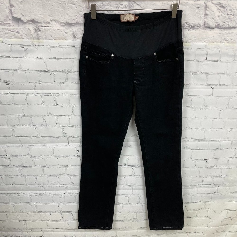 Paige Premium Denim Maternity Jeans - Blue Heights Low Rise Skinny - Picture 2 of 11